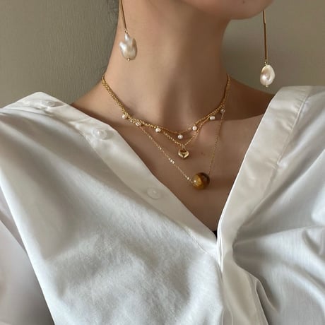 ［gold］long perl pierce / earring -01