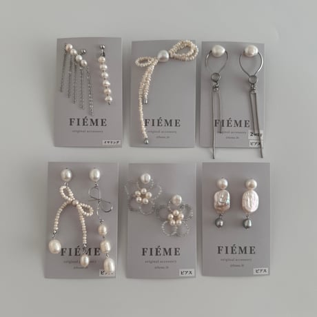 ［silver］ yui  - ribbon motif /  pierce earring