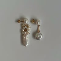 water perl  asymmetry pierce / earring