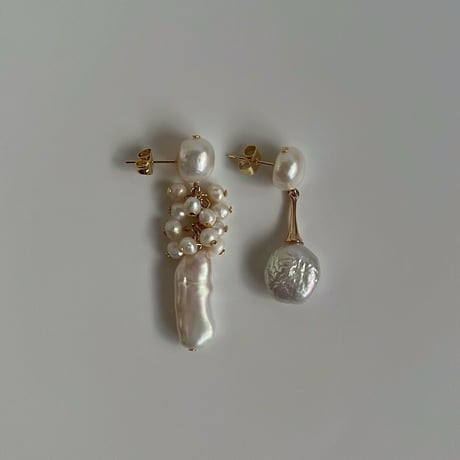 water perl  asymmetry pierce / earring
