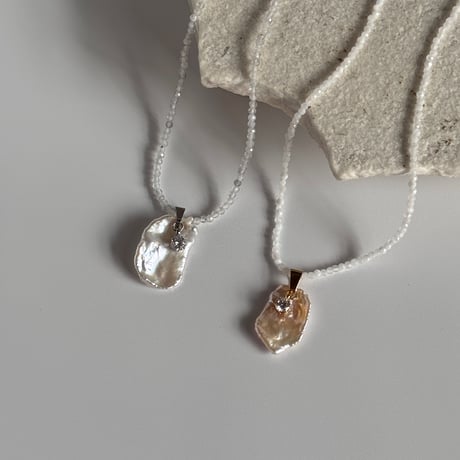 Aquw × natural stone necklace