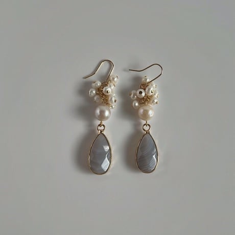 agate × water perl   earrings