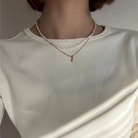 《setitem》Pearl & Chain Layered Necklace