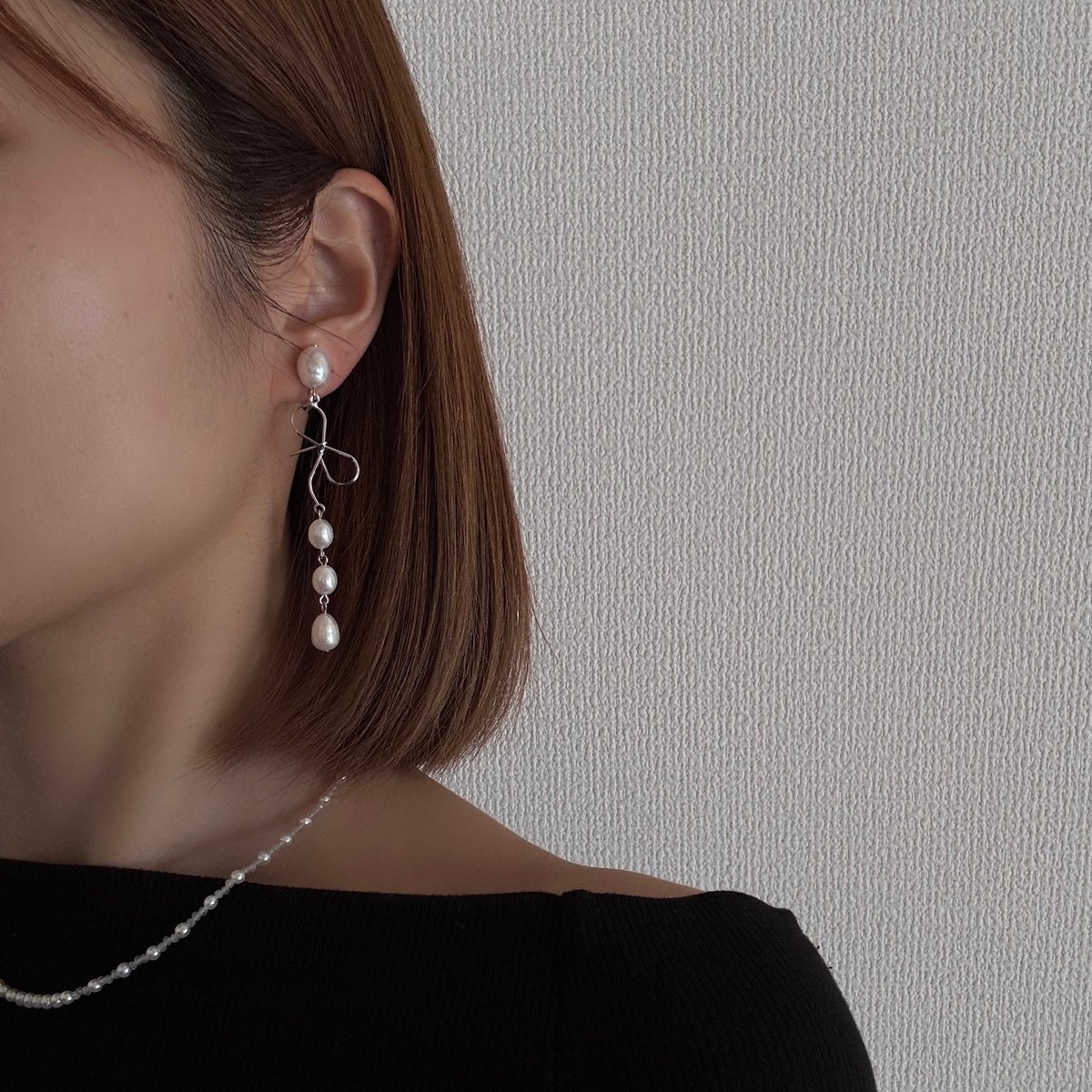 gold］ yui - ribbon motif / pierce earring | 