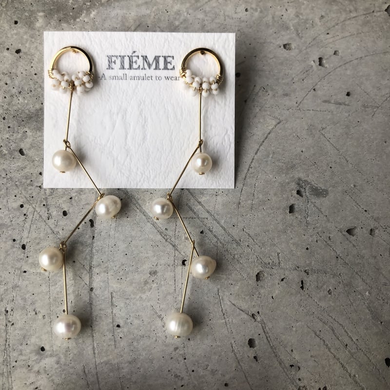 淡水パール カクカクロングピアス | FIÉME