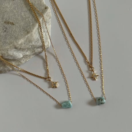 ［ Larimar × star ］gold necklace