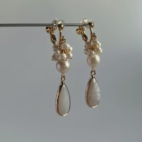 agate × water perl   earrings