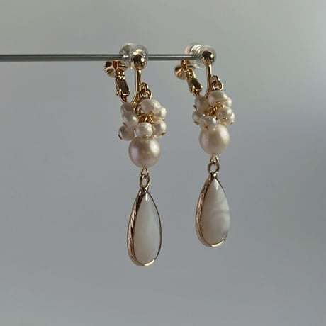 agate × water perl   earrings