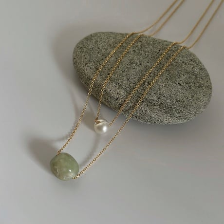［jade × perl］double necklace