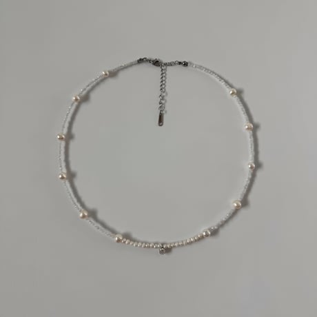 cubic zirconia×moonstone　pearlnecklace