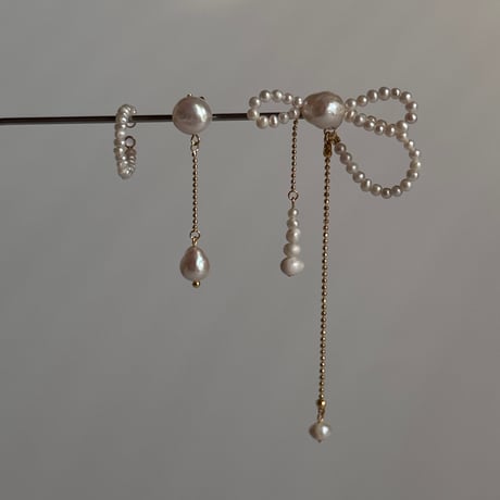 ［gold］Serra - ribbon motif pierce/earring