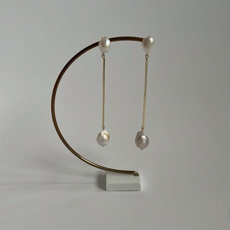 ［gold］long perl pierce / earring -01