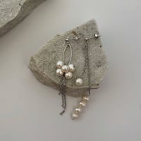 ［silver］淡水パール　ロングチェーンピアス/イヤリング/サージカルステンレス