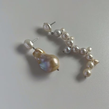 meander  perl pierce / earring -sv