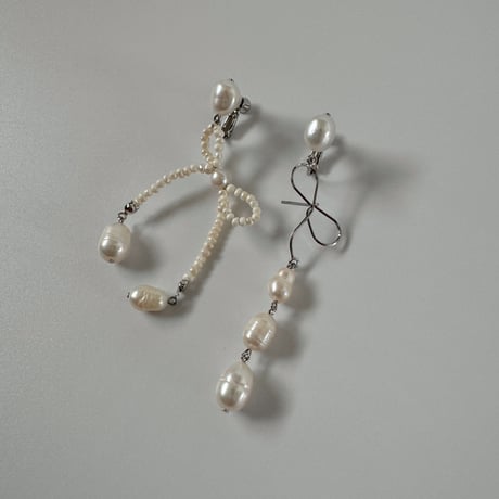 ［silver］ yui  - ribbon motif /  pierce earring