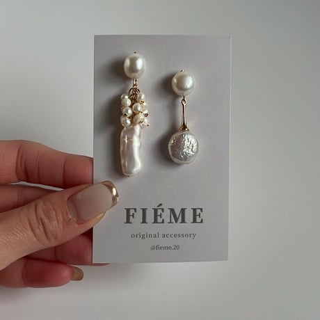 water perl  asymmetry pierce / earring