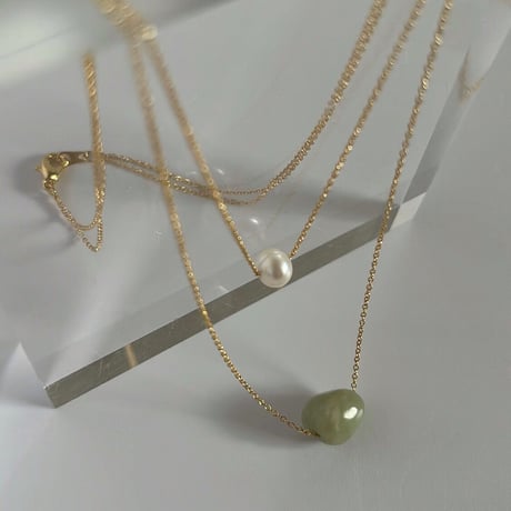 ［jade × perl］double necklace