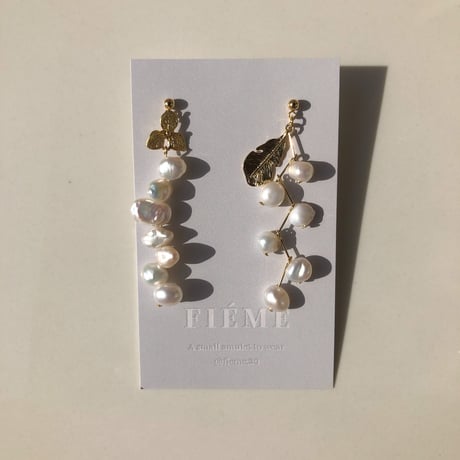 バロックパール　ボタニカルピアス/イヤリング/サージカルステンレス