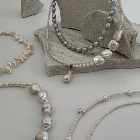 cubic zirconia×moonstone　pearlnecklace