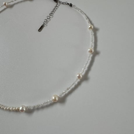cubic zirconia×moonstone　pearlnecklace