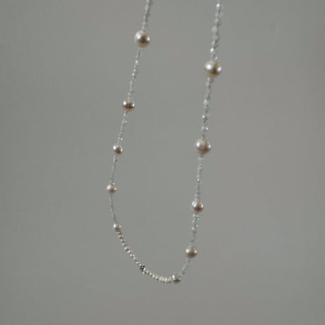 cubic zirconia×moonstone　pearlnecklace
