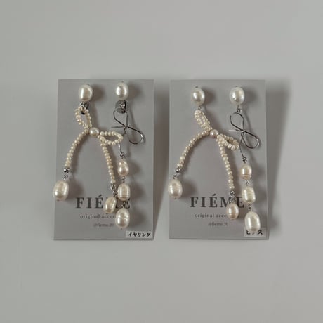 ［silver］ yui  - ribbon motif /  pierce earring