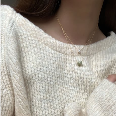 ［jade × perl］double necklace