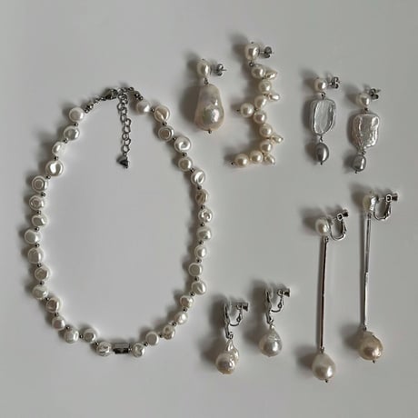 meander  perl pierce / earring -sv