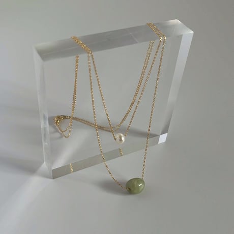 ［jade × perl］double necklace