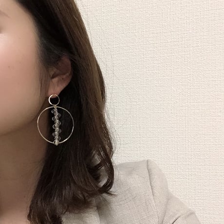 クリア×ゴールド　フープピアス