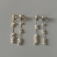 pearl long asymmetry earrings