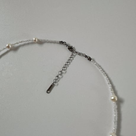 cubic zirconia×moonstone　pearlnecklace