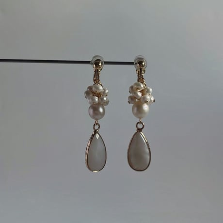 agate × water perl   earrings