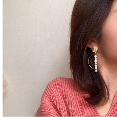 淡水パール×フープピアス/イヤリング/サージカルステンレス