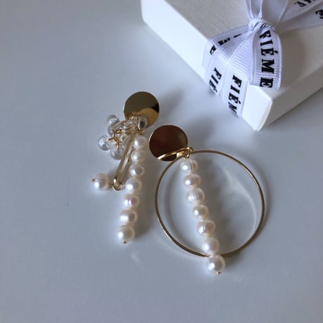 淡水パール×フープピアス/イヤリング/サージカルステンレス