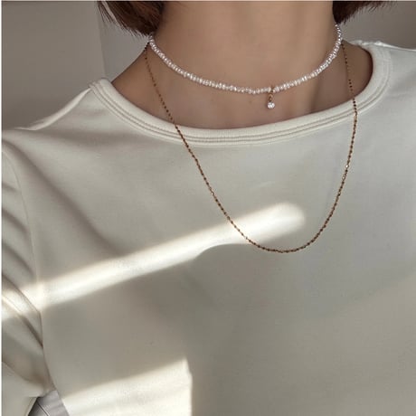 《setitem》Pearl & Chain Layered Necklace