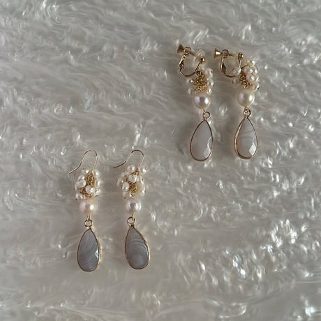 agate × water perl   earrings