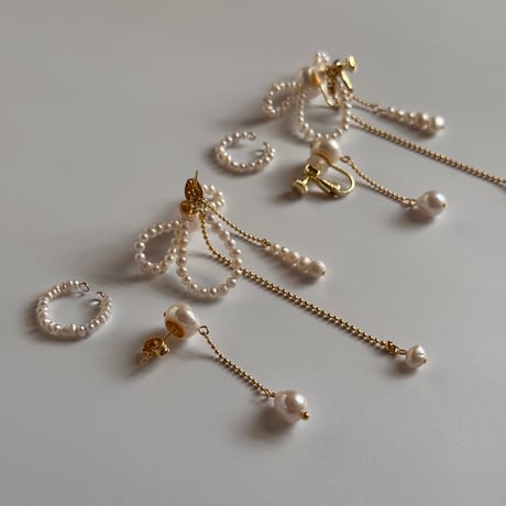 ［gold］Serra - ribbon motif pierce/earring