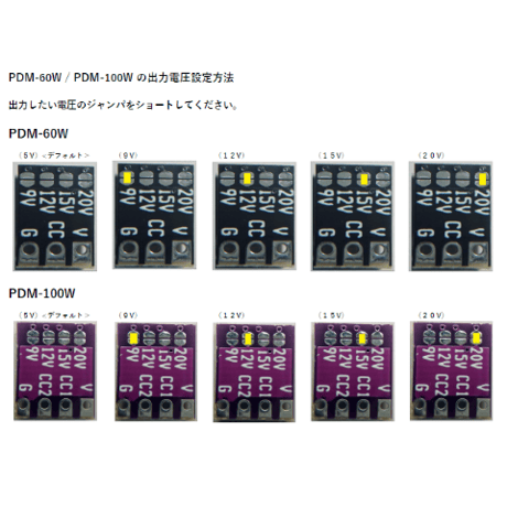 USB PD トリガーモジュール　全PDO電圧出力対応　（60W/100W）DIY用