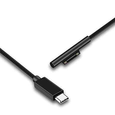 [PDC-Surface]Surface PD 急速充電 ケーブル USB TYPE-C アダプタ Pro6/5/4/3 Go book 長さ1.5m (ブラック)