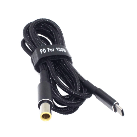 100W/5A対応 eMarker内蔵 USB PD トリガーケーブル DC 18V-20V 電源プラグ 充電用ケーブル 1.8m Lenovo レノボノートパソコン用 (7.9mm/5.5mm)