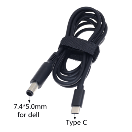 [PDC-7450DELL] USB Type-C PD トリガーケーブル DC 20V 電源プラグ 充電ケーブル 1.5m DELL 用 (7.4mm/5.0mm)