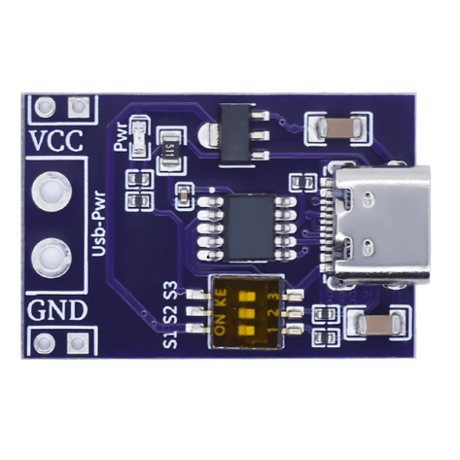 [PDEM-100WS] 100W対応 eMarker内蔵 USB PD トリガーデバイス 全PDO電圧出力設定スイッチ付き