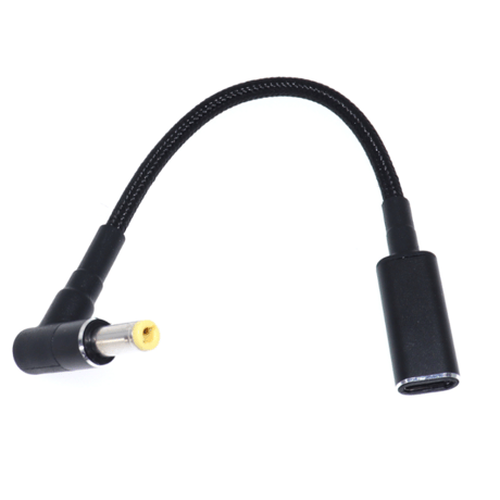 [PDE-5525] 100W 対応 eMarker内蔵 USB PD トリガーケーブル DC18V-20V 電源プラグ 充電用ショートケーブル ノートパソコン用 (5.5mm×2.5mm)