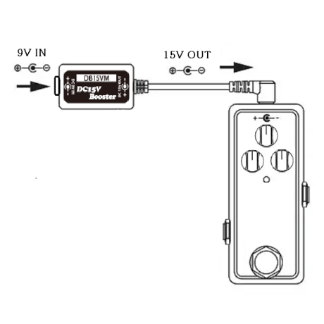 [DB15VM] エフェクター用 DC Booster 9V DC電圧を 15V に昇圧する電圧コンバーター