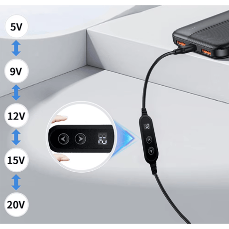 USB PD トリガーケーブル 出力電圧設定ボタン付き DCプラグ (5521/5525共用)
