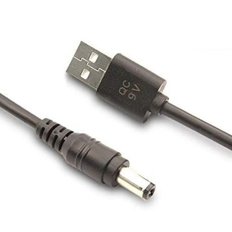 [UQC-09V] USB電源ケーブル 急速充電専用 Type-A QCトリガーケーブル （QC2.0/3.0対応） DC プラグ 外径5.5mm/内径2.1mm（2.5mm) (9V)