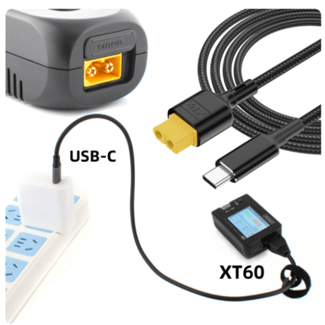 USB-C XT60 eMarker内蔵 USB PD トリガーケーブル、 100W タイプ-C プラグ to XT60 ソケット 充電 アダプター ケーブル ドローン 太陽電池 玩具 電源用