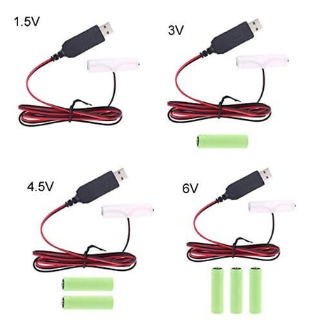 [BE-3x4] ダミー電池 ＵＳＢ接続タイプ ケーブル長１ｍ (単3×4（6.0V）)