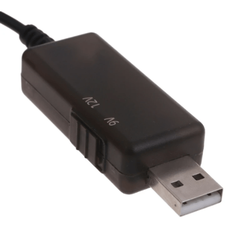 USB 5V から DC 9V/12V の出力が切り替え可能な充電ケーブル、ギターエフェクトペダル充電USBケーブル、センターマイナス（-）、最大電流1A